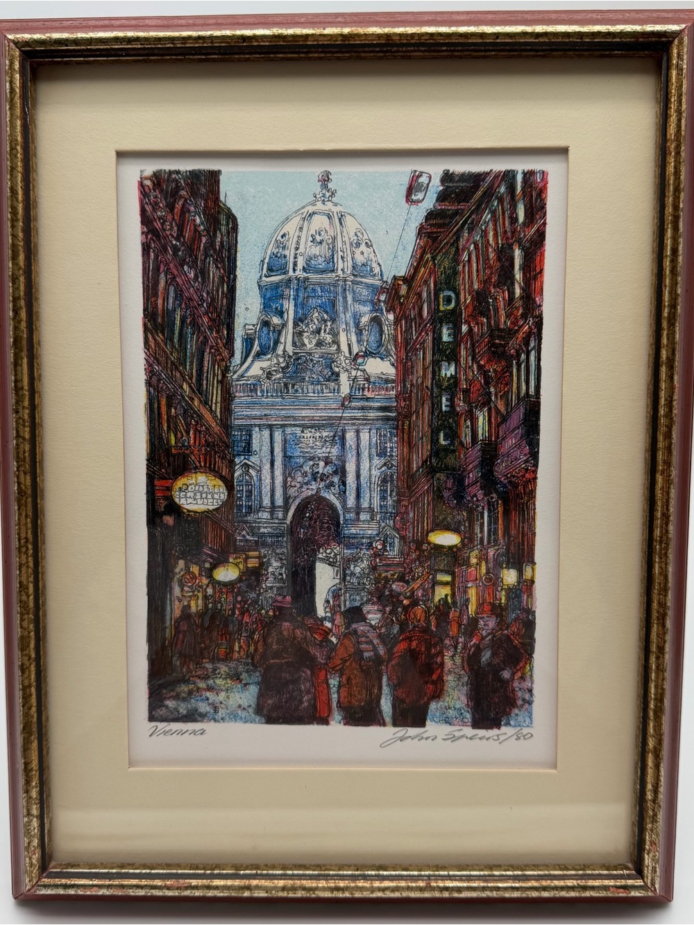 Vintage Limited Edition Lithograph Vienna At the Gates of Hofburg John Speirs 80